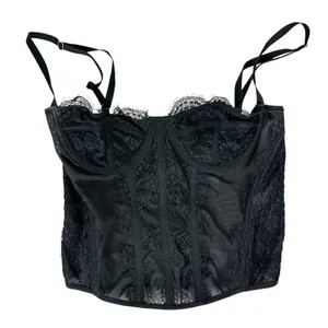 Dealmore Corset Top Sz Small Black Lace Mesh Crop Top thumbnail 4
