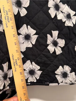 Scoop Floral Quilted Jacket L 12-14 Black White Cotton Button Front thumbnail 7