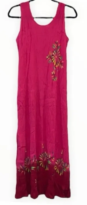 Aloha Pink Hawaiian Maxi Dress One Size Floral‎ Sleeveless Beach Resort NWT thumbnail 1