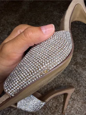Steve Madden Women's Erin Rhinestone Heels 8.5 Mule Sandals Nude thumbnail 8