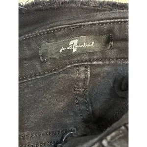 7 For All Mankind Black Raw Waist Belted Stretch Jeans Size 26 thumbnail 8