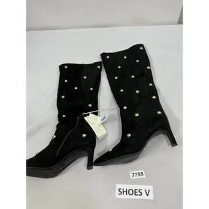 Womans NWD A New Day Justice Black Knee High Boots Size 7.5 Studs Kitten Heel thumbnail 2