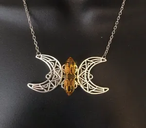 Citrine Crystal Crescent Necklace thumbnail 1
