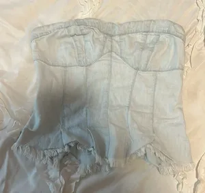 Free People Denim Top Crop thumbnail 1