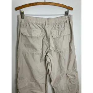 Zara Cargo Pants Womens Large Beige Excellent Wide Leg Utility Cotton Poplin thumbnail 6