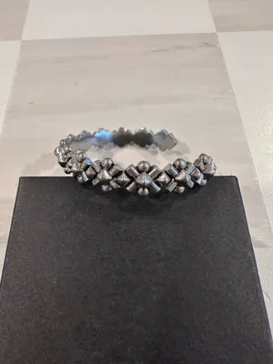 j.crew silver tone geometric floral cuff bracelet thumbnail 3