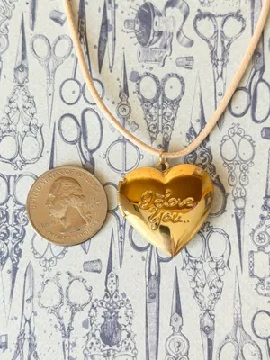 Handmade “I love you” gold tone stainless steel heart locket charm necklace 🍃🩵 thumbnail 6