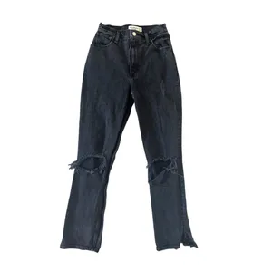 ABERCROMBIE & FITCH 90s Straight Ultra High Rise Black Distressed Jeans Sz 25/0 thumbnail 9