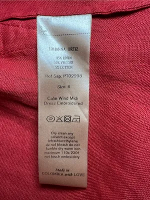 Johanna Ortiz Calm Wind midi‎ dress embroidered size 4 linen thumbnail 7