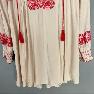 Free People‎ Wind Willow Embroidered Tunic Shift Mini Dress Size Small Tassels thumbnail 8