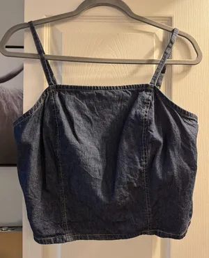a.n.a Dark Blue Denim Crop Tank thumbnail 1