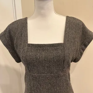 VTG Paul & Joe‎ Brown Tweed Wool Blend Shift Dress Size Small Heritage Preppy thumbnail 4