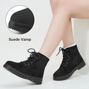 BRAND NEW ~ Women's Black Ankle Boots Comfortable Lace Up Outdoor Booties Size 8 thumbnail 2