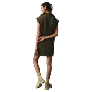 Daily Practice Anthropologie Meru Zip-Front Mini Dress Olive Green Size Large thumbnail 4