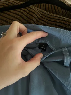 Ladies dusty blue trouser slacks thumbnail 2