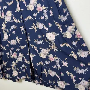 VTG 90s Women Whimsigoth‎ Maxi Skirt XL Blue Moody Floral Pull On Button Front thumbnail 3