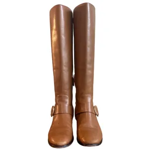 Tory Burch Sofia 40343 Cognac Leather Riding Boots Gold Buckle 8.5 thumbnail 2