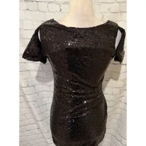 Rinko black sequined Mini Party cocktail dress Size Small thumbnail 4