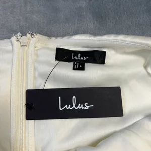NEW Lulus Always Celebrating Ivory Satin Off-the-Shoulder Mini Dress Size L thumbnail 7