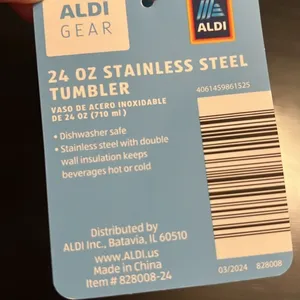 Aldi Gear 24 oz Stainless Steel Tumbler‎ Blue Rainbow Insulated Cup with Straw thumbnail 4