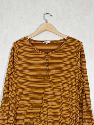 Toad&Co Women’s Piru Henley Longsleeve Shirt Lightweight Multicolor Stripe XL thumbnail 4