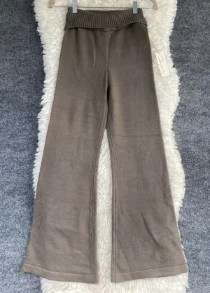 🆕 Vintage Havana Olive Grey Slim Fit Knit Fold Over Flare Pant Elevated Lounge thumbnail 1
