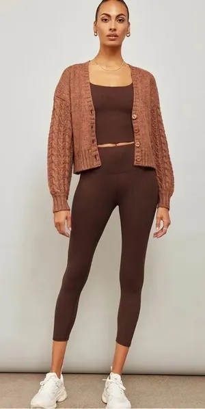 Carbon38 Cable Knit Mushroom Brown Chunky Cardigan Sz XL NWT thumbnail 1