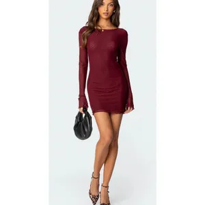 Edikted Lace Up Mesh Mini Dress In Burgandy. Size M NWOT thumbnail 2