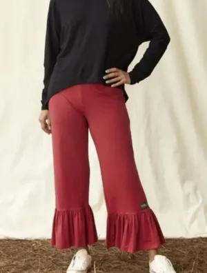 Matilda Jane Burgundy Red Big Ruffle Bottom Pants Sz.S thumbnail 1