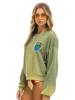 Aviator Nation California Palm Patch Relaxed Crew Sweatshirt - Faded Army thumbnail 3
