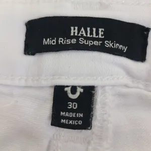 True Religion Jeans Women's 30 HALLE Mid Rise‎ Super Skinny White Denim thumbnail 2