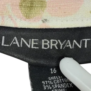 Lane Bryant Floral‎ Moto Jacket Asymmetrical Zip Up Pockets White Pink Size 16 thumbnail 4