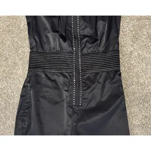 M by MADONNA Black Rhinestone Zip Front Cropped Catsuit Jumpsuit Size 8 thumbnail 4