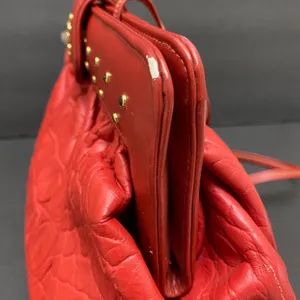 Vintage 90's Red Faux Alligator Shoulder Bag Purse Snap Puffy thumbnail 10