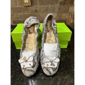 Sam Edelman Felicia Roccia Leather Snakeskin Ballet Flats Women's‎ Size 6 Bow! thumbnail 8