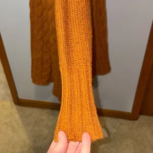 Free People chunky cable knit oversized tunic sweater burnt orange size‎ XS thumbnail 5