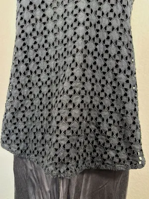 Athleta Dunes Eyelet Tank Top Women Small Black Tassel Tie Halter Boho Lace thumbnail 7