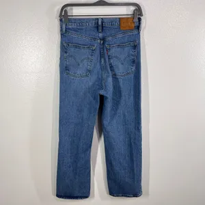 Levi's Premium Ribcage Straight Jeans‎ Size 29 High Rise Distressed Knee Denim thumbnail 3