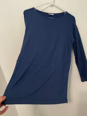 J. JILL Solid Blue Boat Neck Long Sleeve Fleece Lined Side Zip Zippers Tunic Top thumbnail 9