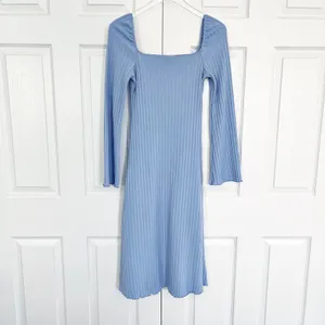 Lisa Says Gah Roya Blue Ribbed Midi Square Neck Romatic Fairycore Whimsical thumbnail 2