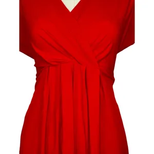 NEW Halara Red Ruched V-Neck Tie Waist Casual Wrap Midi Dress Womens Size S NWOT thumbnail 3