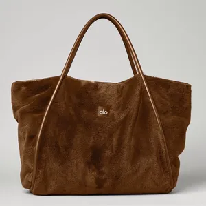 Alo Yoga Faux Fur Tote Bag Chocolate thumbnail 1
