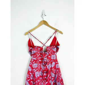 Revolve Lovers + Friends Kamala Mini Dress Medium Red Purple Floral Satin Draped thumbnail 11