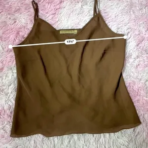 Notations Minimalist V-Neck Camisole Tank Women S Brown Adjustable Straps Silky thumbnail 2