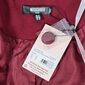 Missguided Plus Size 18 Blazer‎ Dress Mesh Bow Waist Burgundy Red Party thumbnail 4