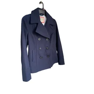 NWT Old Navy Wool Blend Double Breasted Button Down Peacoat Navy Blue M thumbnail 6