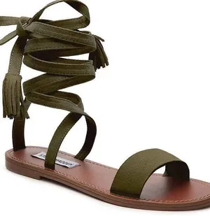 Steve Madden Kaara Strappy Olive Tie Up Sandals thumbnail 1