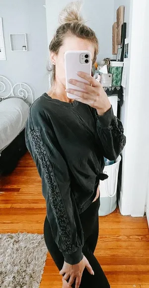 Hollister Garment-Dye Lace Boyfriend T-Shirt thumbnail 4