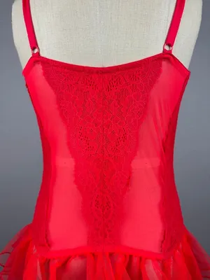 Victoria's Secret Red Lace Mesh Bustier Teddy 36C Y2K Ruffle thumbnail 12