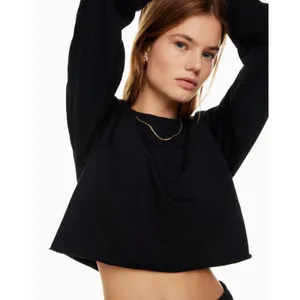 ARITZIA TNA Airy Fleece Boyfriend Cropped Sweatshirt‎ Beige Medium thumbnail 2